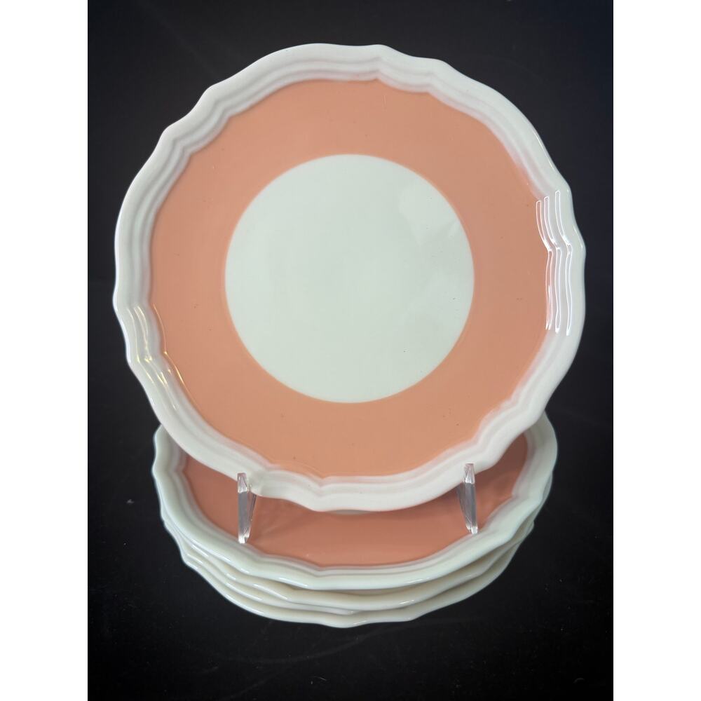 Lenox Peach Accent Salad Plates Set of 6 7" Scalloped Edge  USA